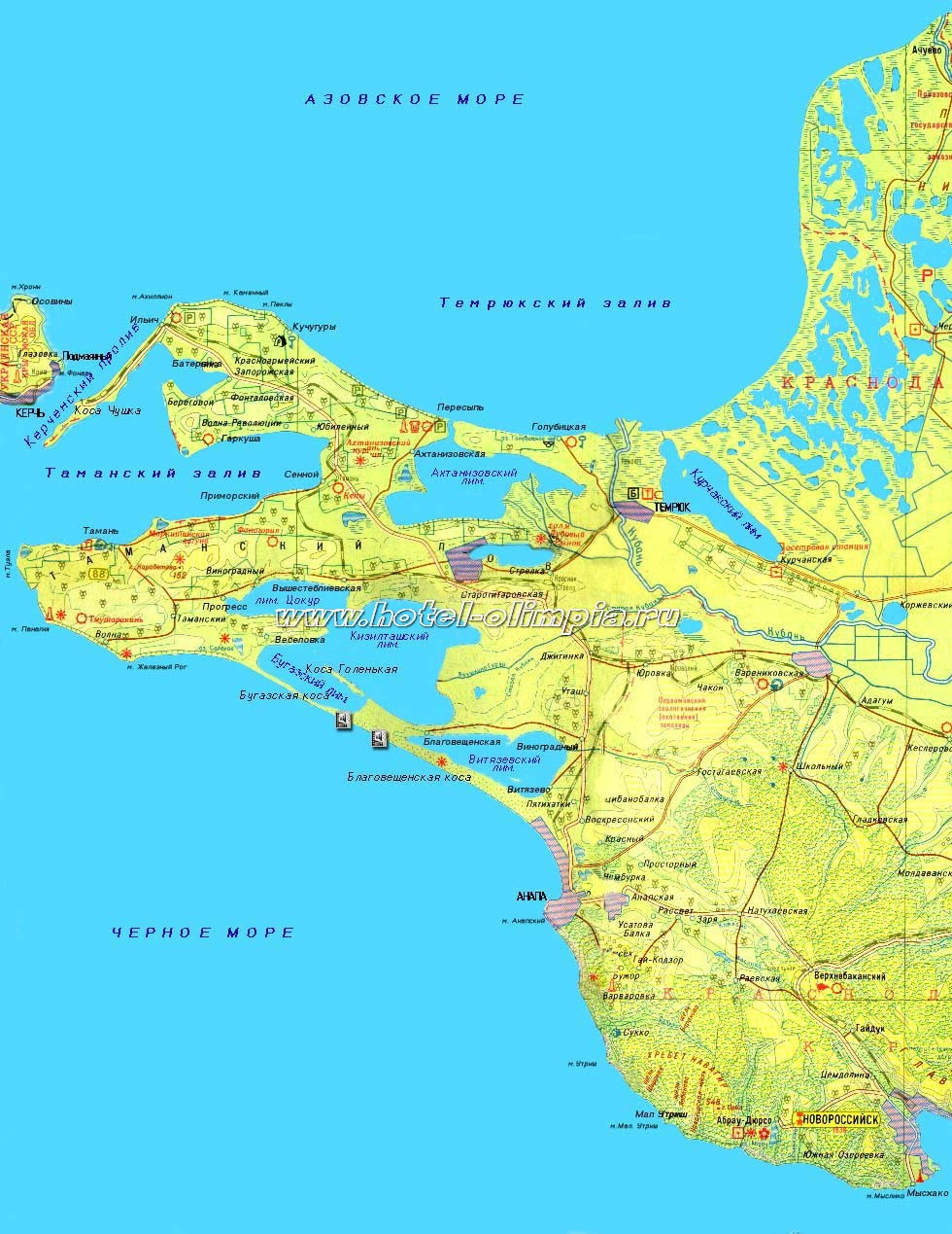 достопримечательности тамани на карте с описанием